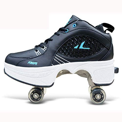 Inline Skates Damen，Roller Skates Verstellbar, 2-in-1-Mehrzweckschuhe, Verstellbare Quad-Rollschuh-Stiefel，Kann Fitness Sein, Sehr Stabil Und Leicht Zu Erlernen,H-43