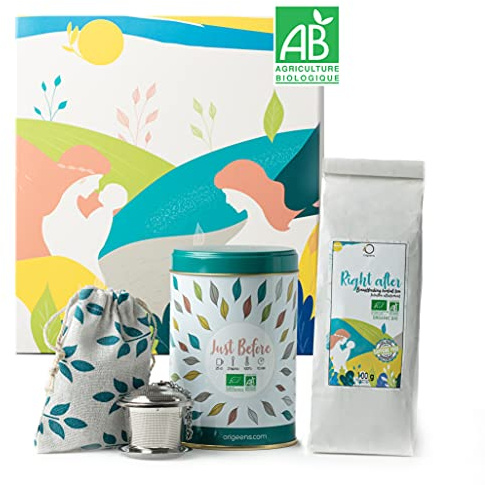 ORIGEENS CAJA DE INFUSIONES ECO MATERNIDAD | Regalos para mamas embarazadas y perfecto regalo recien nacido | Tisana Embarazo / Postparto + Te de Lactancia + Infusionador