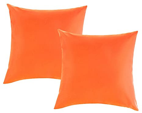 Lot de 2 housses de coussin carrées imperméables avec revêtement en polyuréthane pour terrasse, canapé, tente, balcon, canapé (45,7 x 45,7 cm, orange)