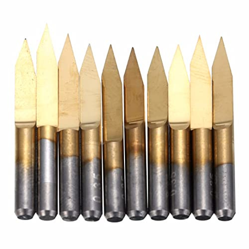 10pcs 30 Degree Carbide PCB Engraving Bits 0.2mm Titanium Coated CNC Router Milling Cutter V-Shape