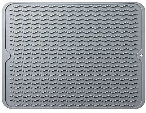 Hotype Alfombrilla Escurreplatos de Silicona, Salvamanteles Estera, Soportes para Platos, Alfombrilla para Secar Platos, Alfombrilla Resistente al Calor, Gris