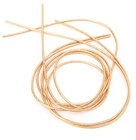 Basteldraht, 2m Französischer Metalldraht, 1,5mm Durchmesser Dunkelgold Glatt French Bullion Spiral Kupferdraht Handstickerei Feiner Französischer Draht für Stickerei Perlen, Kleidung Dekoration