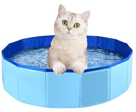 Enenes Foldable Dog Pool 24 x 8 Inch, Collapsible PVC Pet Bath Tub