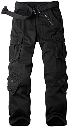 Aeslech - Pantalones de trabajo cargo para mujer, de algodón, elásticos, estilo militar, de combate, camuflaje, tácticos, con bolsillos, Negro, 38