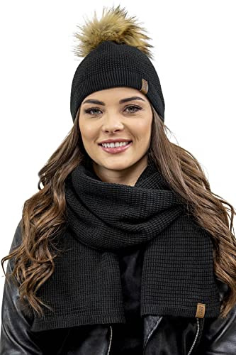 VIVISENCE Damen Bommelmütze Winter Wintermütze Warmem Garn Antistatische 7041