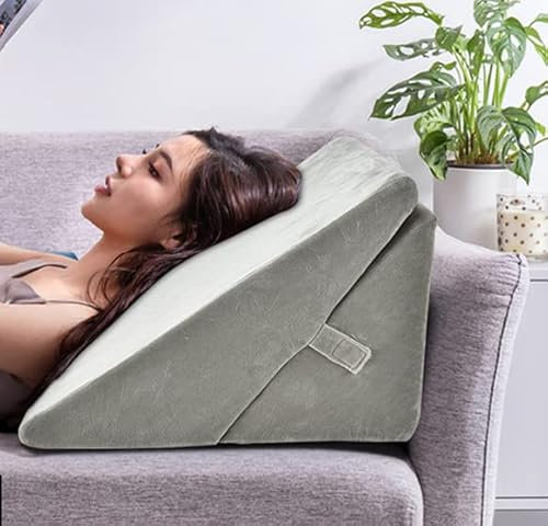 LIFEZEAL Almohada Triangular de Lectura, Cojín de Espuma viscoelástica Ajustable y Plegable para la Espalda, para Coche, Cama, sofá, cojín ortopédico con Funda extraíble y Lavable (Gris)