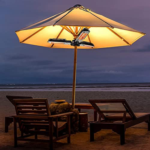 Samnuerly Electric Patio Umbrella Heater Folding Outdoor Heater with 3 Heating Panels for Restaurant Garden Use, Canopies, Gazebos and Pergolas