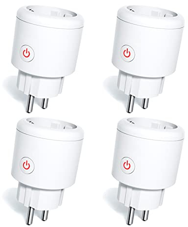 ZigBee Smart Steckdose mit Strommessung, Alexa Steckdose mit App Fernbedienung 16A, Smart Home Steckdose mit Timer Funktion kompatibel mit Alexa/Google Home, Sprachsteuerung (Hub Erforderlich) 4PCS