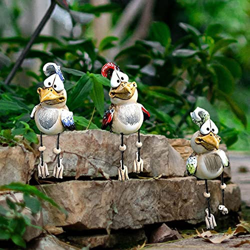 3 Stück Huhn Gartenstecker Hahn Gartendeko Henne Handmade Hühner Deko Garten Statuen Outdoor-Dekoration Huhn Gartenstatue Tiere Gartenfigur Ornament für Draußen und Drinnen Gartendeko Frühling