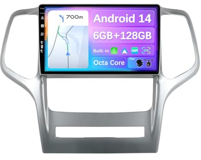 BXLIYER - [8-Core, 6G+128G] - Android 15 IPS Autoradio pour Jeep Grand Cherokee WK2 (2008-2013) - sans Fil Carplay + Android Auto - Caméra + MIC - 2 Din 9 Pouce - Dab Volant WLAN 360-Caméra Fast-Boot