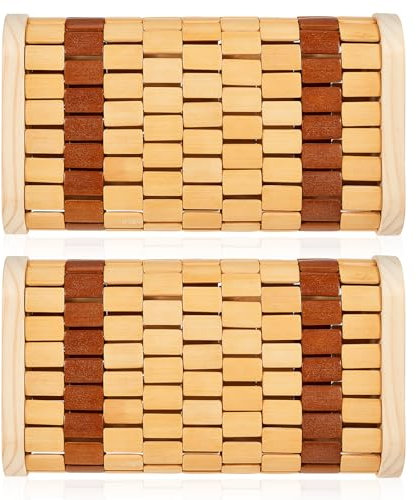 Soaoo 2 Stück Sauna Bambus Holz Kissen Bambus Sauna Nackenstütze Holz Sauna Kissen Sommer Cool Halswirbelsäule Kissen zum Entspannen Zuhause Gym Spa Dampfbäder Kopfstütze Kopfstütze Kopfstütze 35,6 x