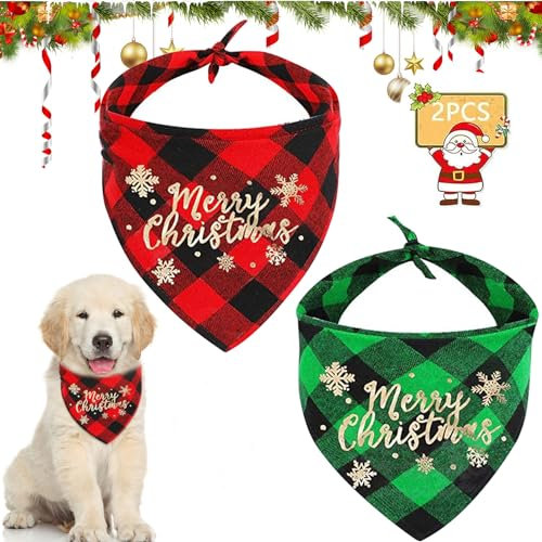 2 Stück Weihnachtshund Bandanas, Hundehalstuch, Schal Halstuch für Weihnachten Haustier Kostüm, Halstuch Hund, Dreieck Haustier Lätzchen für Haustier Weihnachten Kostüm Dekoration Zubehör (B)