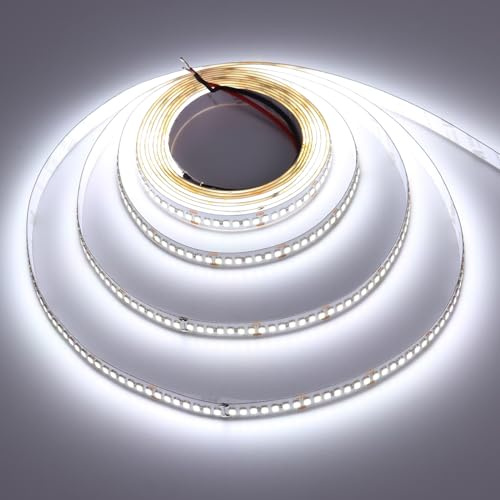 TOPAI Striscia LED 24V 5m 20W/m Alta luminosità Bianco Freddo 6000K | 10mm di larghezza, 238LEDs/m, Non Impermeabile, Autoadesiva, Flessibile Tagliabile, per cucina e camera da letto