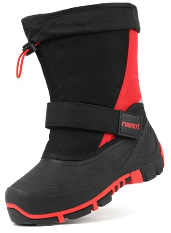 riemot Kinder Winterstiefel Jungen Mädchen Schneestiefel Warm Gefüttert Winterschuhe Wasserdicht Kinderstiefel Rutschfest Winter Stiefel Rot, 32 EU