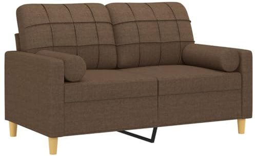 vidaXL Sofa 2 Sitzer, Couch mit Zierkissen, Liegesofa für Wohnzimmer, Polstersofa Sessel Relaxsofa Loungesofa Relaxcouch, Braun Stoff
