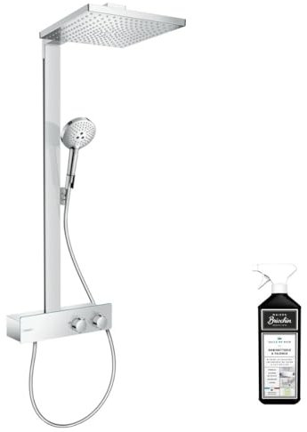 Colonne de douche thermostatique HANSGROHE Raindance E 300 avec mitigeur 35 cm chromée + nettoyant Briochin