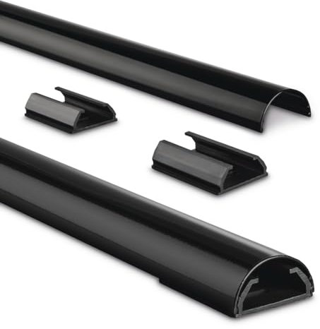 Hama Passacavi in alluminio, semicircolare, 110 x 3,3 x 1,8 cm, nero