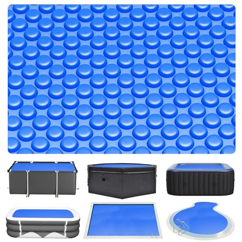 Evoio Solar Pool Covers, 6 x 12 Foot Solar Pool Blankets for Inground Above Ground Rectangular Swimming Pools, Heavy-Duty Floating Bubble Pool Hot Tub Spa Covers Thermal Blanket (6 x 12 Ft)