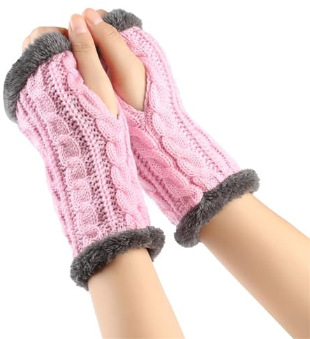 Fulidngzg Armstulpen Damen Winter Y2K Warm Fausthandschuhe Thermo Teenager Mädchen Fingerlose Handschuhe Handstulpen Schwarz Touchscreen Pulswärmer Winterhandschuhe
