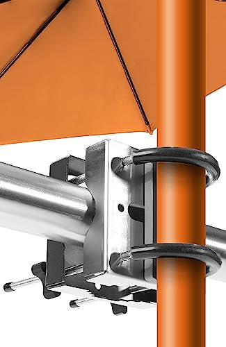 Menz Sonnenschirmhalter Balkongeländer - Edelstahl Schirmhalterung Balkongeländer als kompakter Sonnenschirmständer Balkon, flexibel montierbare Sonnenschirm Halterung Balkon