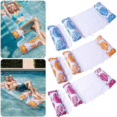 Fiorky aufblasbare Poolschwimmer 2-in-1 schwimmender Poolstuhl Wasserhängematte Poolfloß (blau)