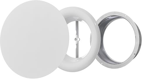 Steinberg14 Round White Metal Diffuser - 125mm Universal Supply Exhaust Air Valve - 5 inch Wall Ceiling Adjustable Vent - Extractor Fan Vent Cover - Ventilation Grille for Bathroom Kitchen Garage