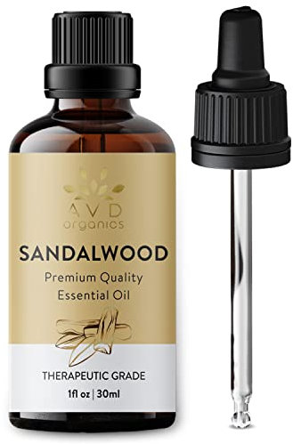 AVD Organics Sandalwood Essential Oil 30ml – 100% Pure & Natural Therapeutic Grade Sandalwood Oil for Skin, Focus, Relaxation, Diffuser & Aromatherapy – 1 fl oz