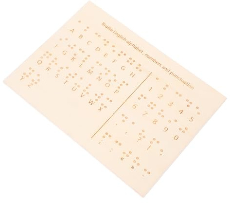 CAXUSD Braille Buchstabentafel Aus Holz Für Blinde Mit Alphabet Und Zahlentafel Lehrmittel Zur Unterstützung Beim Blindenschrift Lernen Kompaktes Übungsgerät Für Schule Und Alltag
