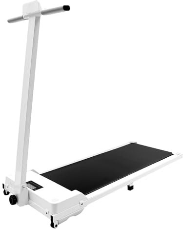 Elektrisches Laufband für Zuhause, Laufband Klappbar mit LED Display und Fernbedienung, 0.75HP Laufband mit Handy Halterung bis 6 km/h Stoßdämpfung Heim Fitnessgerät, Weiß