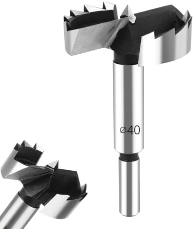 Wolframstahl Forstner Bohrer 40mm, Profi Forstner Cutter mit Rundschaft, für Hart & Weichholz