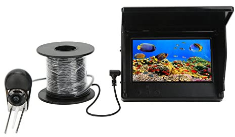 Fish Finder, 4.3in Underwater Fishing Camera, IPS Screen, Plug and Play, 8000mAh Battery, Sunshade, Fishing Rod Holder, Ideal for Sea, Ice, Lake, Boat Fishing, with NTSC System,