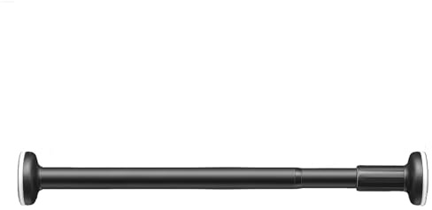 Tringle à rideau de douche ronde télescopique réglable avec base amovible de 50 à 80 cm, barre de suspension en acier inoxydable épais, 30/50/70/100/150/190 cm, noir
