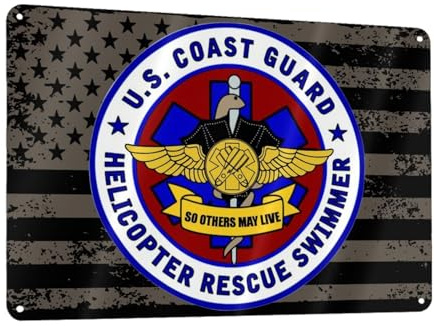 USCG Asts (Helicopter Rescue Swimmers) Metal Aluminum Sign Decoration Bar Patio Poster Wall Garage Decor 12 x 8 Inch