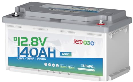 Redodo 12V 140Ah Untersitz Bluetooth LiFePO4 Batterie mit 189mm Höhe für RV | Niedrigtemperaturschutz, 1792Wh, 150A BMS, Ideal für Wohnmobil, Solaranlagen, Marineanwendungen, Boote IP65 wasserdicht