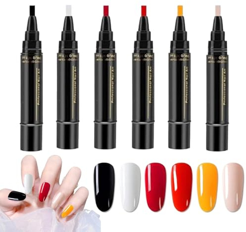 Zetqhuu Juego de esmaltes de uñas de gel, bolígrafos de esmalte de uñas de gel | Kit de pintura de esmalte de uñas de secado rápido 6 colores - Ningunos accesorios ULTRAVIOLETA de la pintura del