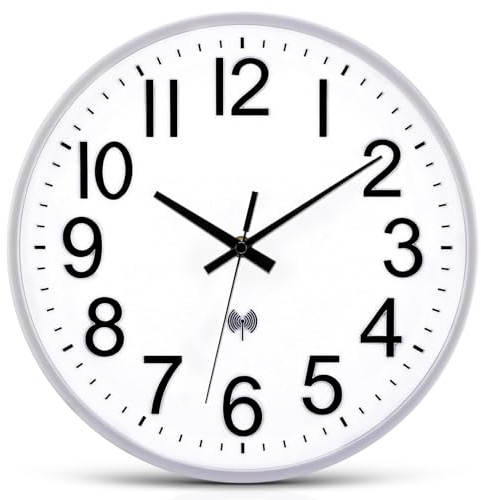 Ziprote Wanduhr Funk Lautlos Funkuhr Wanduhr 30cm Groß Funkwanduhr Uhr Weiß | Küchenuhr Funkuhr Ohne Tickgeräusche Wanduhren Geräuschlos Modern für KüChe Schlafzimmer, Büro
