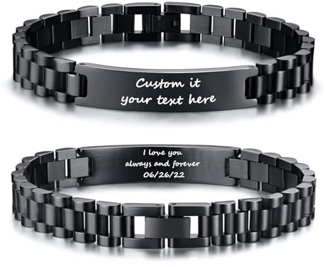 XUANPAI Armband Herren Personalisiert mit Gravur Namen - Edelstahl Herrenarmbänder Einstellbar mit Knebelverschluss Valentinstag Personalisierte Geschenke für Männer Frauen Paare