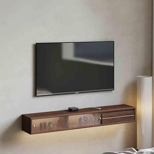 Genérico Soporte de TV montado en la Pared Gabinetes de Almacenamiento Consola Multimedia con cajones de Almacenamiento Soporte de TV Flotante montado en la Pared con Puerta corrediza de Vidrio Muebl