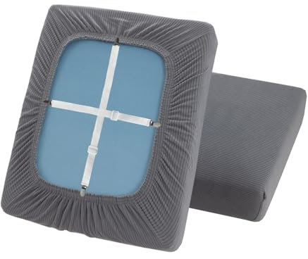 ZYBSLCSY Sofa Sitzkissenbezug Elastizität Jacquard Sofa Überzug Couch Bezug, rutschfeste Bezüge Für Wohnwagenpolster Mit 2 Cord (New Grey,W 100-120cm, D 50-70cm)