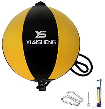 LKYLGYU Speedball,Doppelendball,Box-Speedbag,PU-Leder-Boxball mit Pumpe,Speed Dodge Ball,inklusive 2 Ringverriegelungen für Fitnessstudio-Workout,MMA,Muay Thai