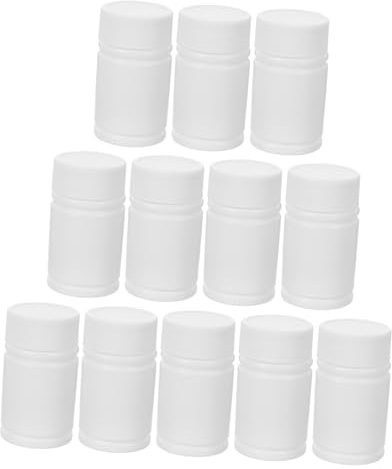 Frascos de Plástico para Pastillas Hdpe 20ml, 12 Piezas, Blanco | Envases Vacíos con Tapa, Anti-fugas y Ligeros, Formato Compacto para Cápsulas y Tabletas