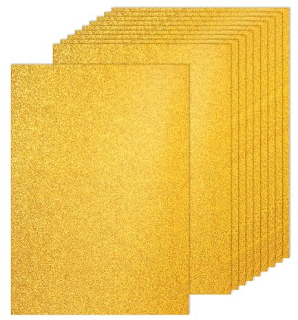 PATIKIL 60 Fogli Carta Glitter A4 Oro, 29.7x21cm Cartoncini Colorati 250g/m² Carta Scintillante Grande Brillante Schiuma Glitterata per Artigianato Album Ritagli DIY Arte Festa