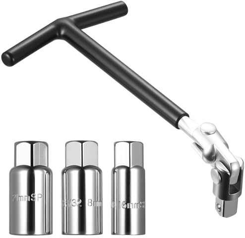 zrfgbxim Spark Plug Wrench Set with 3 Pcs 18/21/32 mm Spark Plug Removal Tool, T-Handle Plug Socket for Car Motorcycle Sparks Plugs Remover Socket Set