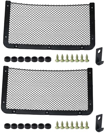 Xibao 2Pcs Rete Portaoggetti Auto,Accessori per Camper,Rete per Portaoggetti Camper,con Vite Gancio,Adatto per Auto,Camion,SUV,Barca,Roulotte (42x21cm)