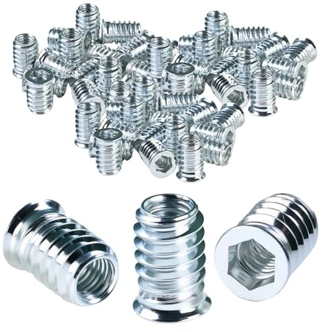 80 Pezzi Inserti Filettati M8x20MM Boccole Filettate per Legno In Acciaio Al Carbonio Galvanizzato, con Esagono Incassato, Ideali per Mobili In Legno, Fai Da Te e Applicazioni Professionali