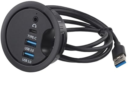 Oniissy Hub à œillets de bureau avec double port USB 3.0 et interface audio pour ordinateurs portables de bureau, compatible avec les appareils de type C