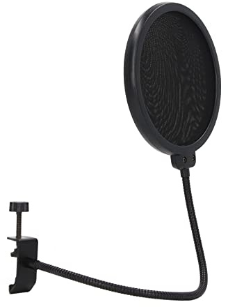 KIMISS Filtro Anti-pop per Microfono Collo di Cigno Flessibile Base Stabile Filtrazione Efficace Protezione a Doppio strato: Antivento e Anti-pop