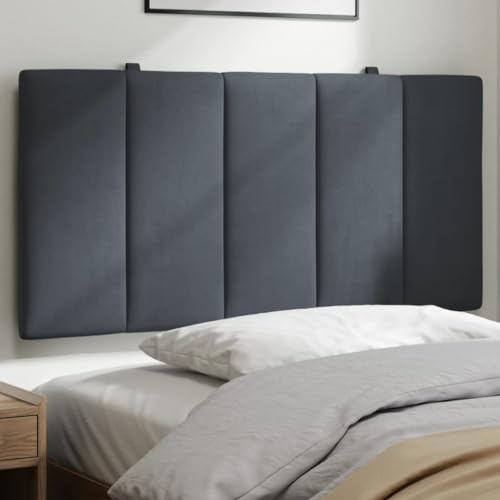 Owoxanthellate Kopfteil Hanko Samtkissen 100 cm dunkelgrau mit Schaumstofffüllung, Bequeme Rückenunterstützung, modernes Design, für 100 cm breite Betten und Wandmontage geeignet