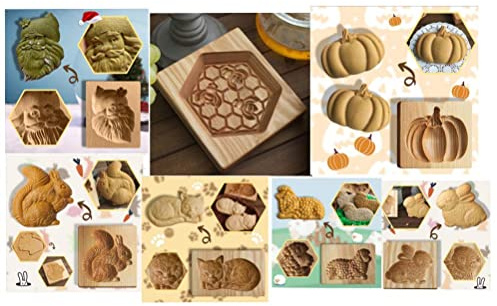 RASTKY Set di Formine per Biscotti con Stampi Natalizi in Legno, Stampi per Timbri Profondi e Non Appiccicosi per Realizzare Cioccolatini, Caramelle, Torte, Gelatine, Cubetti di Ghiaccio, Ideali per