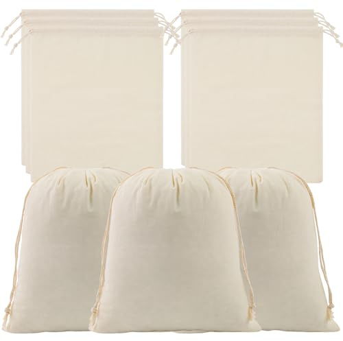 Leeyunbee 10 Piezas Bolsas de Algodón 25 x 30 cm con Cordón